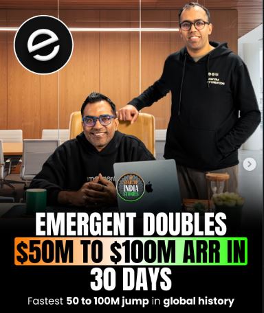 Emergent's Explosive Growth: Indian AI Startup Doubles Revenue from $50M to $100M ARR in Just 30 Days – Fastest in AI History