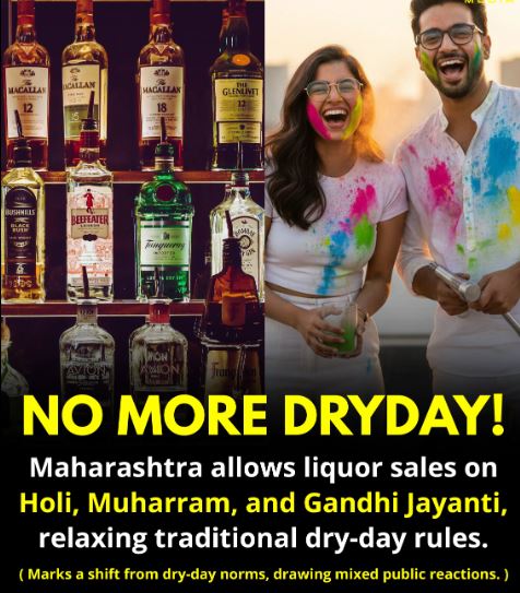 अब ड्राई डे का ड्रामा नहीं! महाराष्ट्र ने बड़ा धमाका किया – होली, मुहर्रम और गांधी जयंती पर शराब बेचने की इजाज़त!