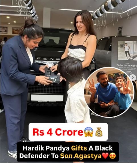 Hardik Pandya's HEART-MELTING Gesture: Gifts Rs.4 Crore Black Land Rover Defender to Son Agastya & Ex-Wife Natasa!