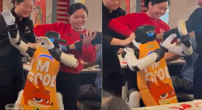 Robot Goes Full Party Mode at Hotpot Restaurant: Smashes Plates, Dances Wildly—Staff Wrestles to Shut It Down in Hilarious Viral Chaos!