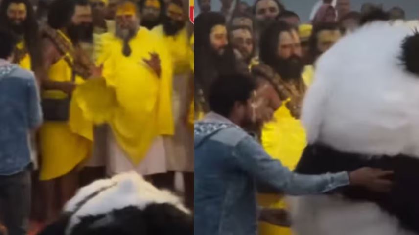 Premanand Ji Maharaj Bursts Into Smiles & Laughter As Panda-Costumed Devotee Seeks Blessings – Cutest Viral Moment!