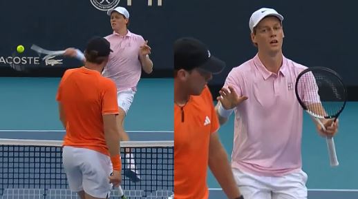 Jannik Sinner ने गेंद को सीधे Alex Michelsen पर ज़ोर से मारा – Miami Open का अजीब पल वायरल!