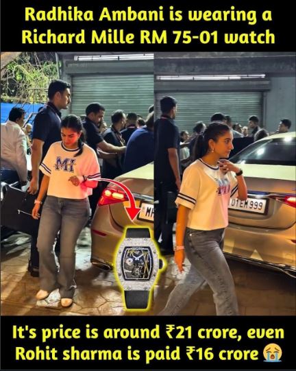 Radhika Merchant Flaunts Jaw-Dropping ₹25 Crore Pink Sapphire Richard Mille Watch at MI vs KKR IPL Match – Anant Ambani’s Wife Steals the Spotlight!