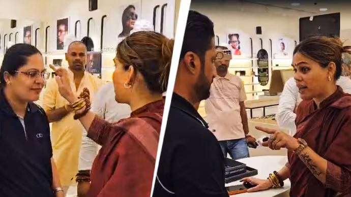 Sharia Lagu Karwana Hai Kya? Muslim BJP Leader Storms Lenskart Store, Applies Tilak on Hindu Staff in Viral Bindi-Hijab Row 