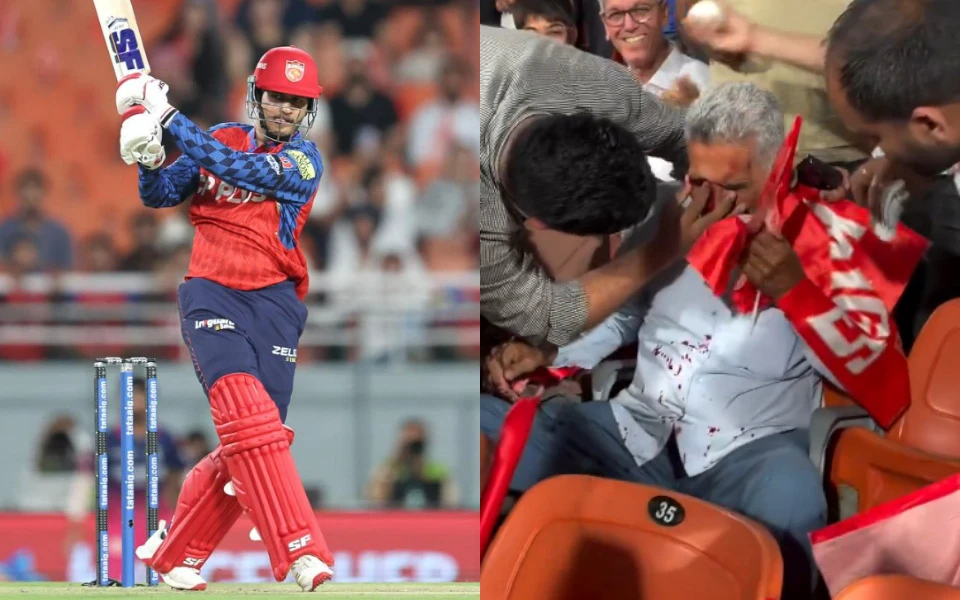 Priyansh Arya’s Monster Six Leaves Elderly Fan Bloodied & Bleeding in Stands—Mystery Man Smiles Behind!