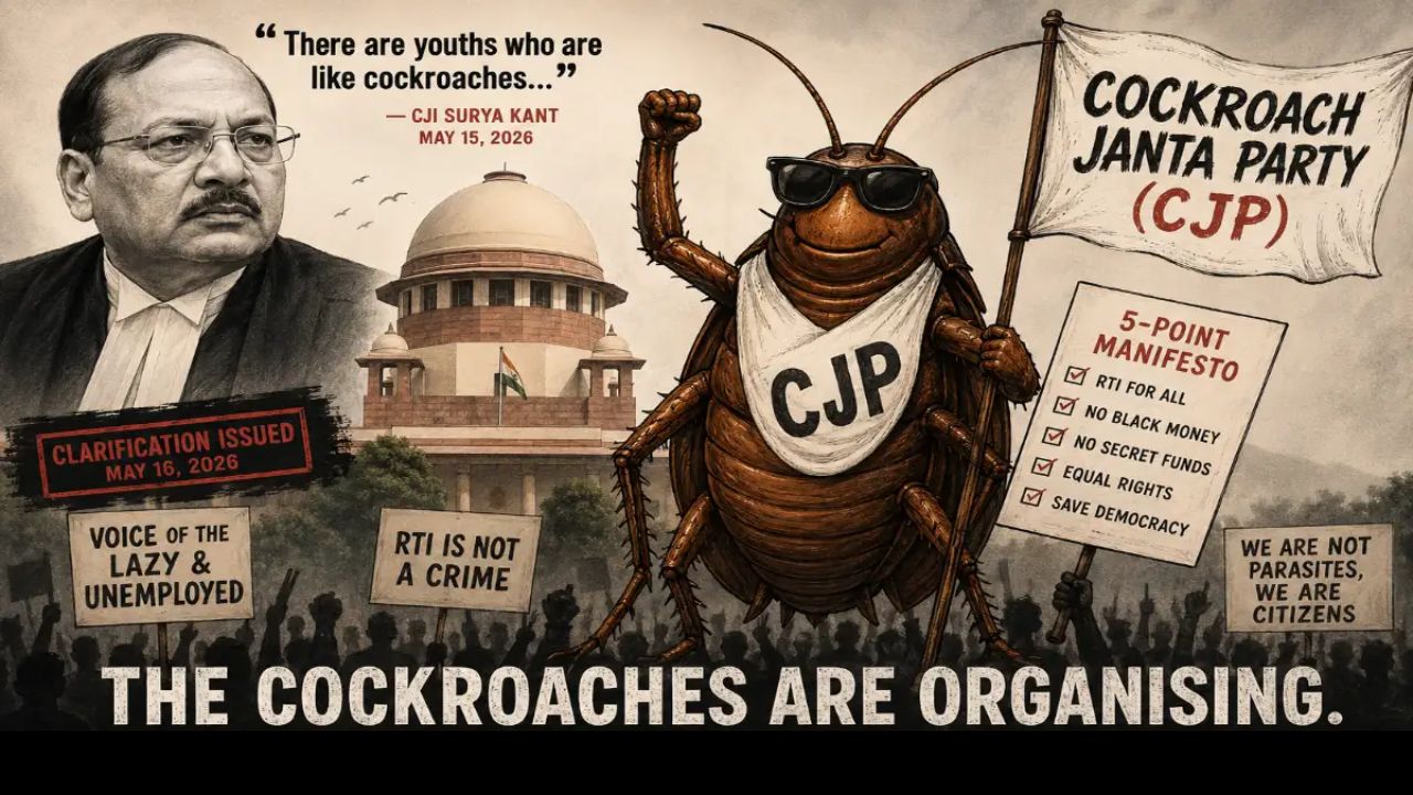 CJI की टिप्पणी के बाद Gen Z ने 'कॉकरोच जनता पार्टी' लॉन्च की – ऑनलाइन मचा तहलका!
