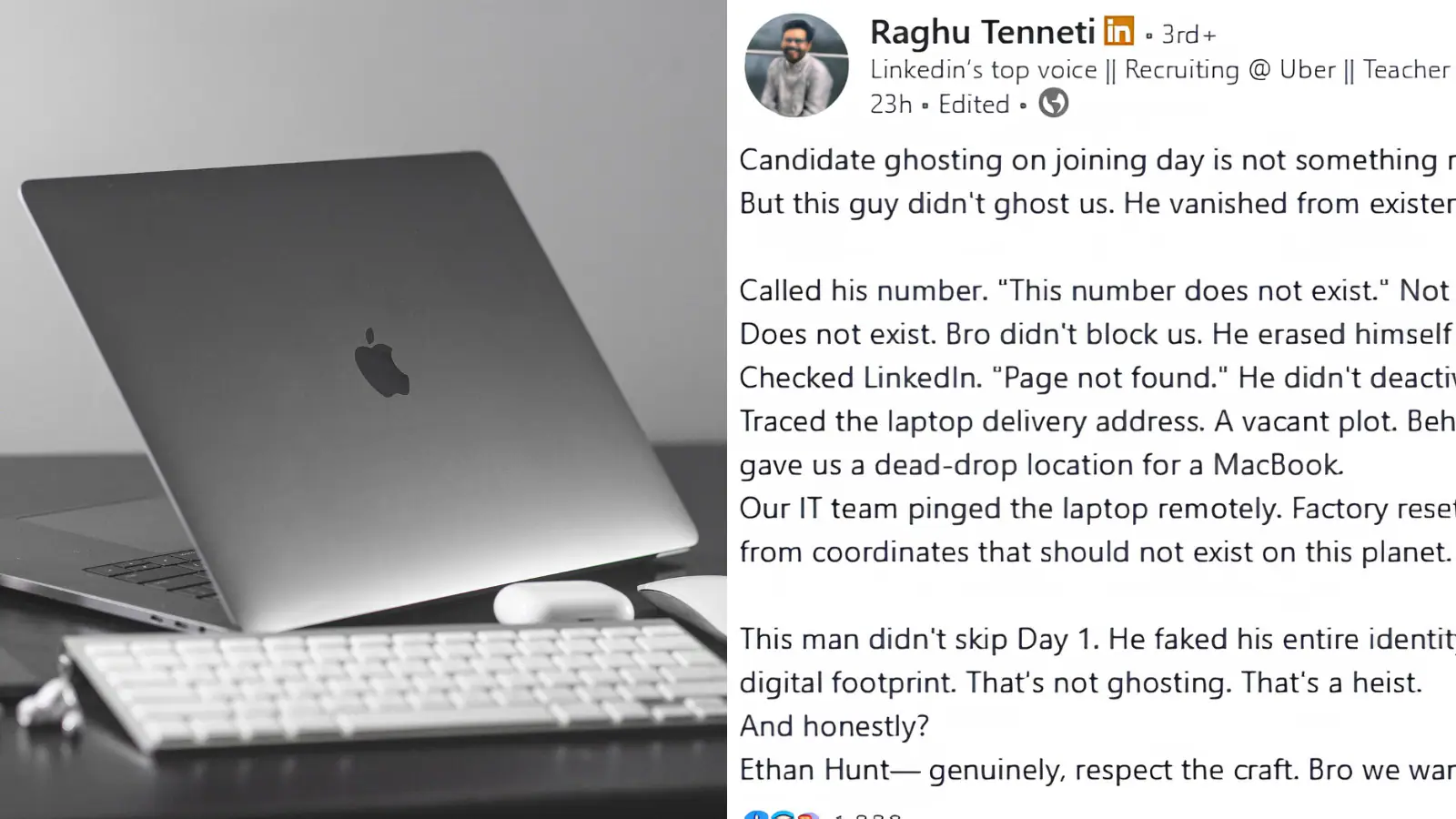 Uber कैंडिडेट जॉइनिंग डे पर पूरी पहचान नकली बनाकर MacBook लेकर गायब हो गया – चौंकाने वाली चोरी!