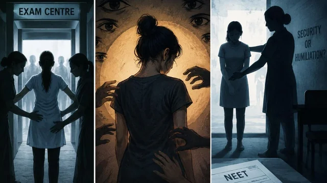 NEET कैंडिडेट हैरान: तलाशी के दौरान सैनिटरी पैड चेक करने के लिए पैंट नीचे करने को कहा गया!