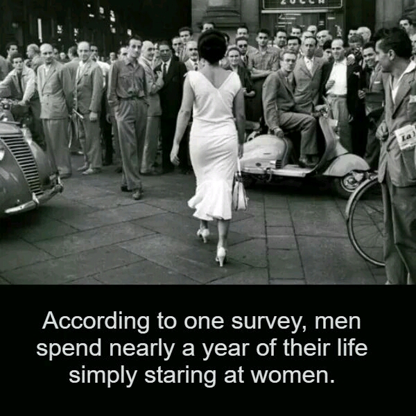 Men Spend nearly a year staring at Women 