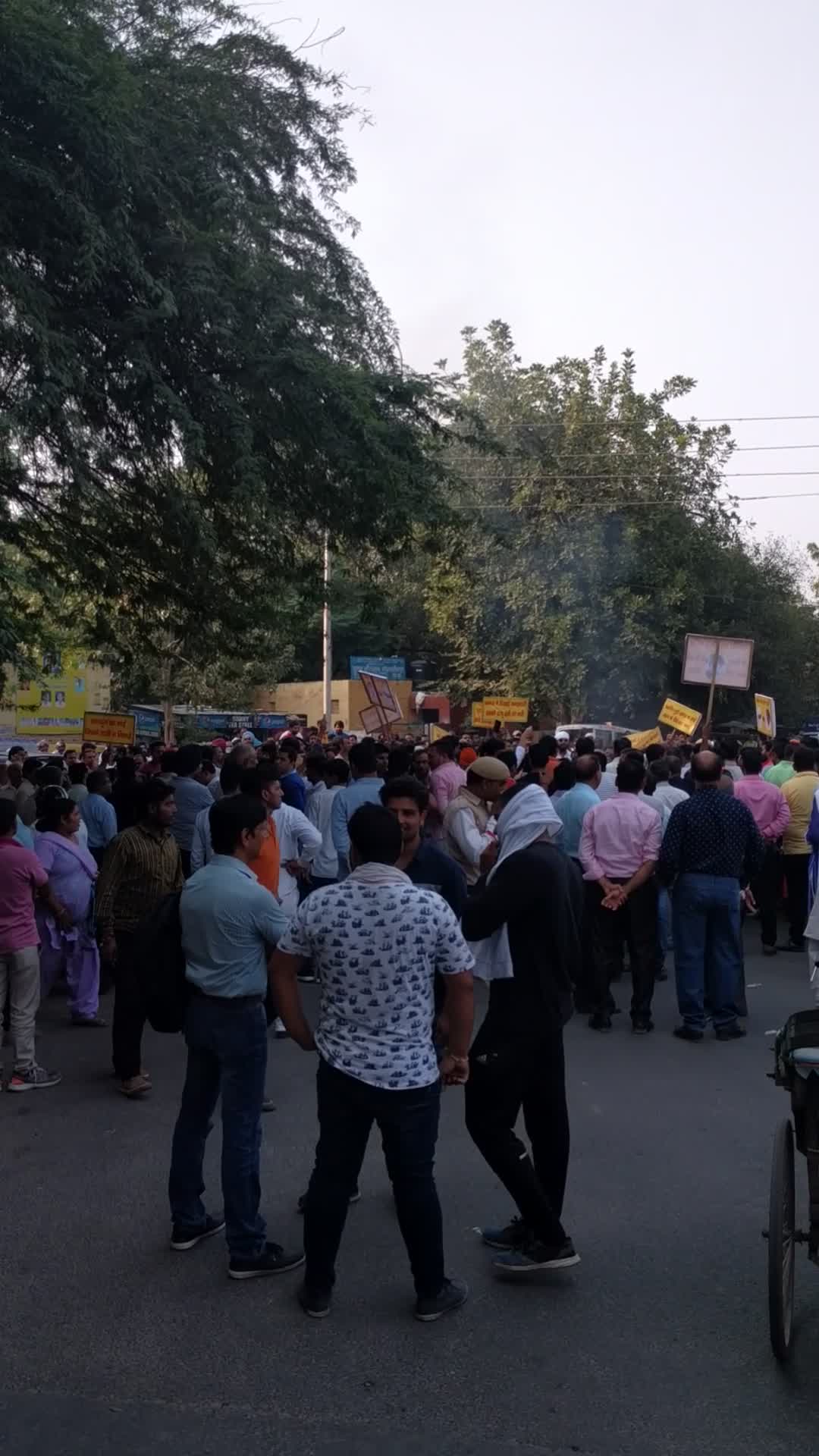 Protest against dharmvir bhadana for his words