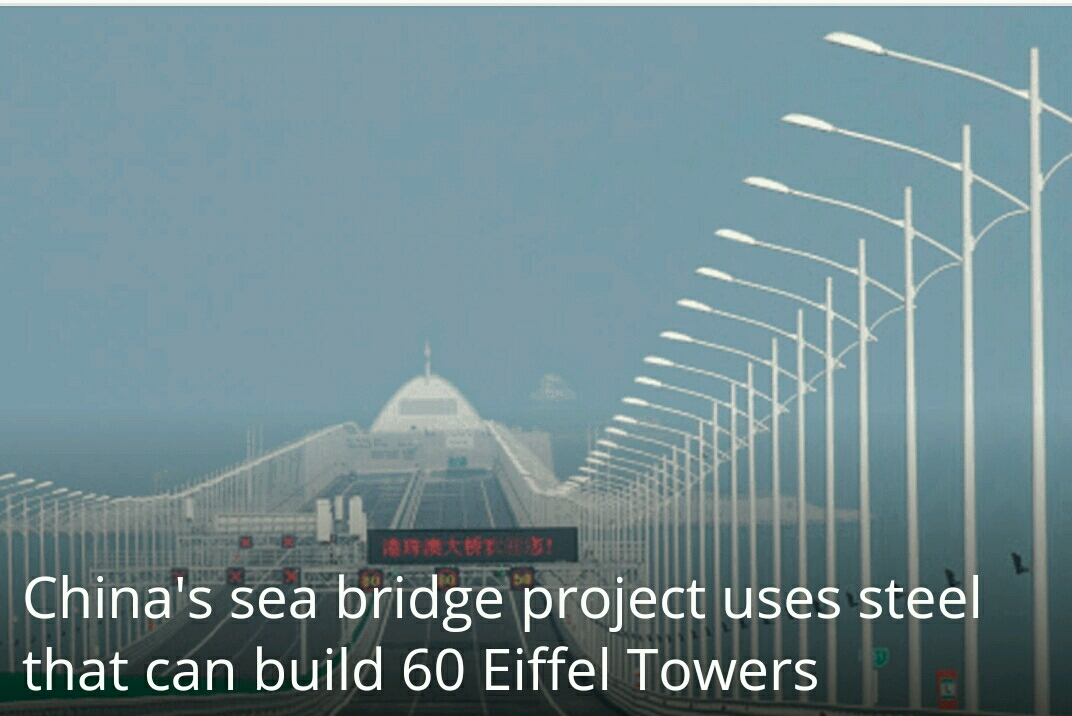 China's sea bridge project uses steel that can build 60 Eiffel Towers...