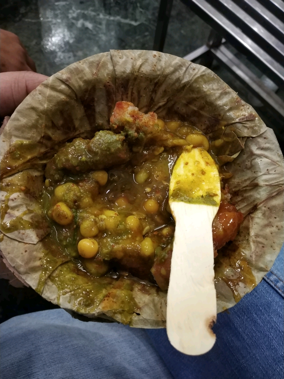 Vrindavan street food a local snack, aloo tikki in ghee