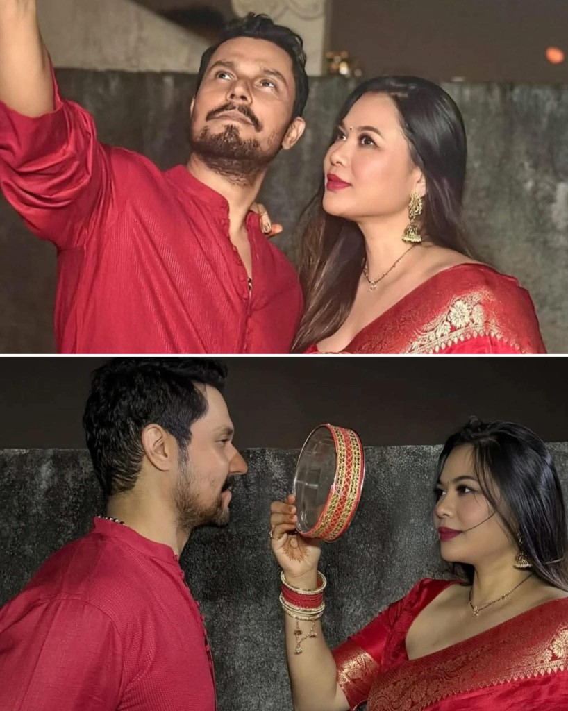 Randeep Hooda with wife Lin Laishram on Karwa chauth 😍❤️