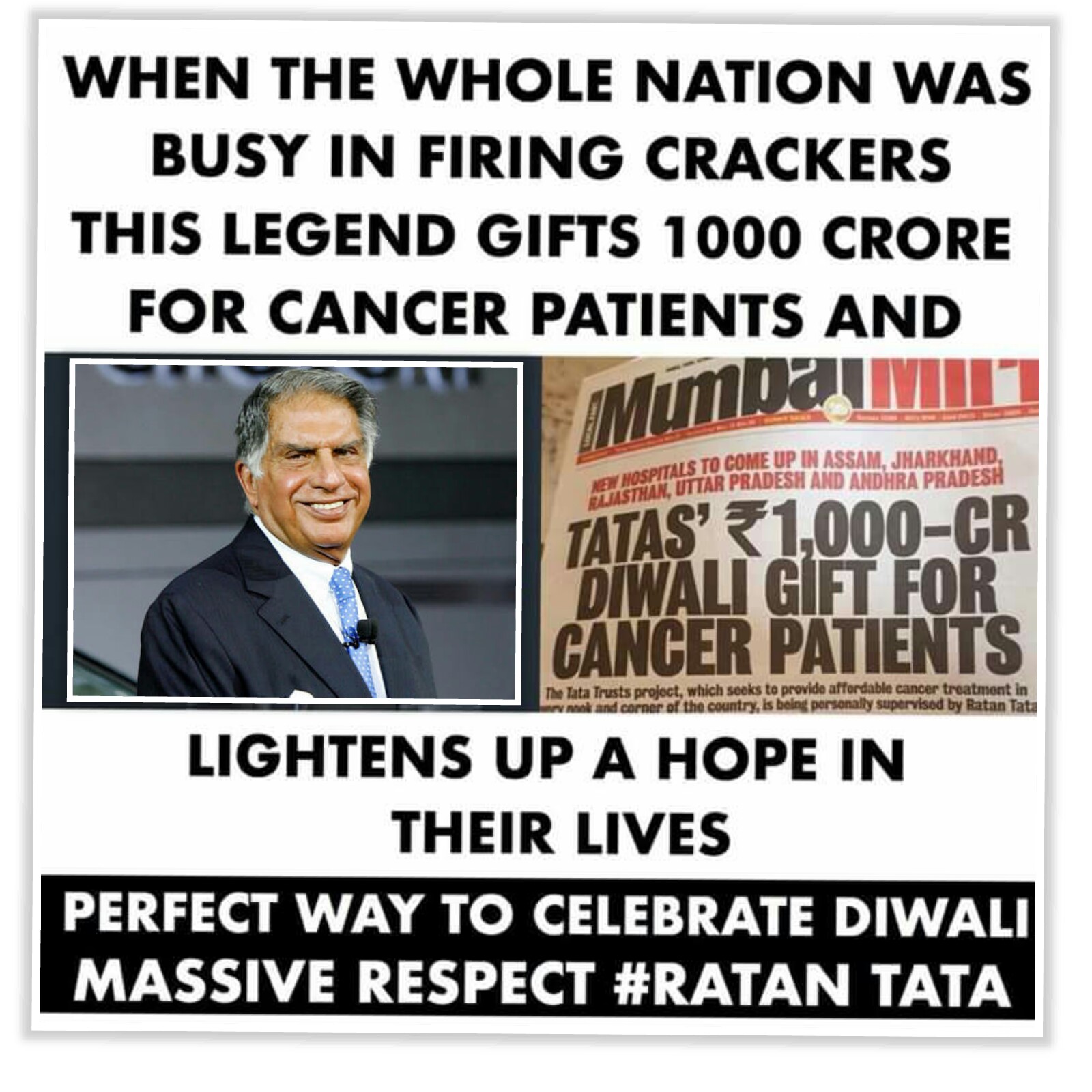  TATAS’ RS 1,000-CR DIWALI GIFT FOR CANCER PATIENTS