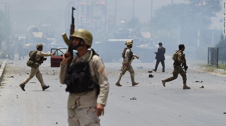 Blast in Afghanistan outside Defence Ministry kills fourteen. 