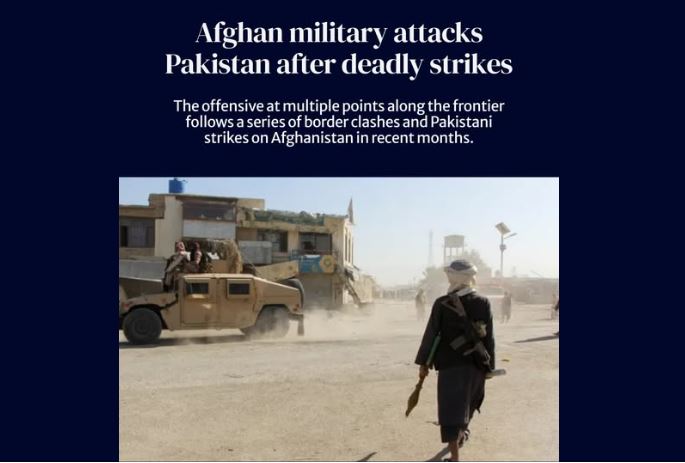 Afghanistan initiates intense assaults on Pakistan border outposts in reprisal for Pakistan allegedly killing 55 Pakistani soldiers.