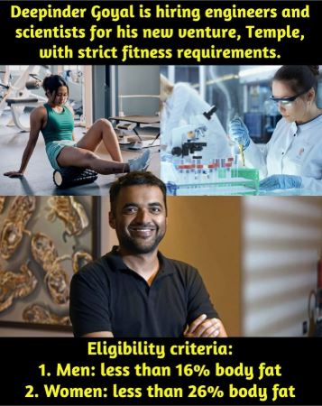 Deepinder Goyal's 'Temple' Startup Sparks Massive Debate: “We’ll Only Hire Engineers with Low Body "Fat"—Fitness or Discrimination?