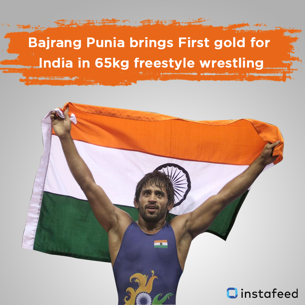  Bajrang defeated Takatani Daichi of Japan 11-8 in the summit clash to claim the top honours.#asiangames2018 #bajrangpunia