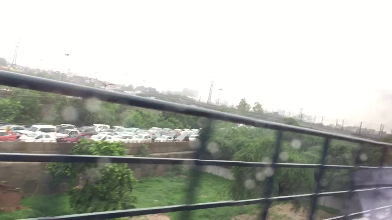Traffic due to heavy rainfall Flyover near Sarai metro station.