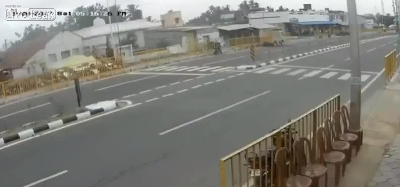 Woman on bike has a big accident!!