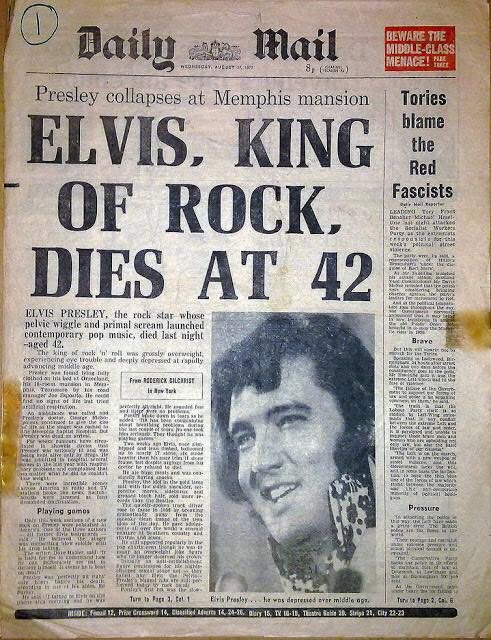 ELVIS KING OF ROCK DIES AT 42